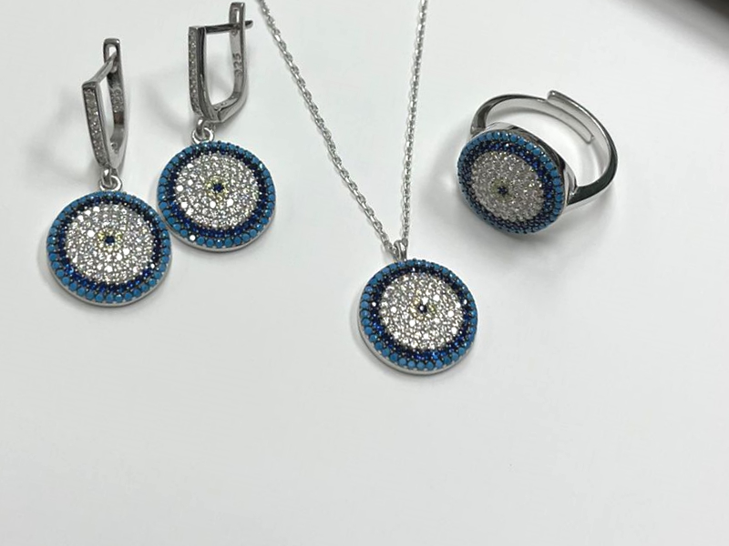 Zirkon Taşlı Nazar Boncuk Set