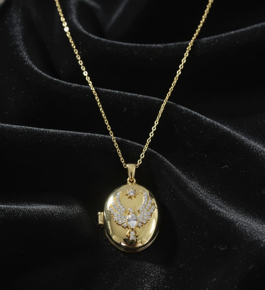 Gold Kaplama Anka Kuşu Detaylı Kolye
