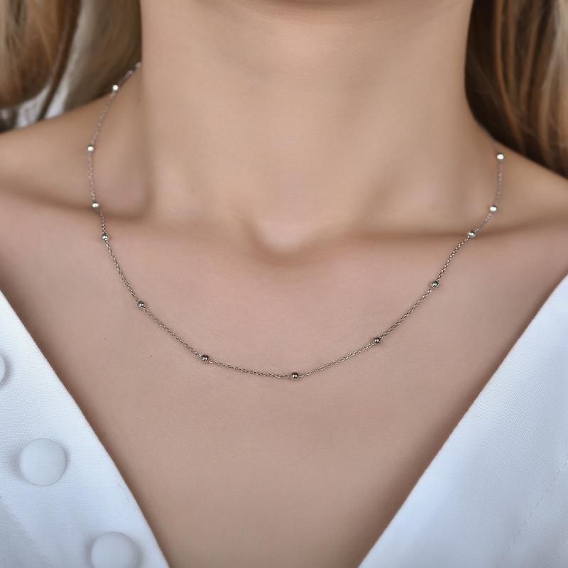 Rose Kaplama Top Detay Minimal Zincir Kolye