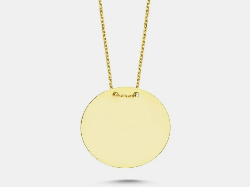 Gold Kaplama Yuvarlak Plaka Kolye