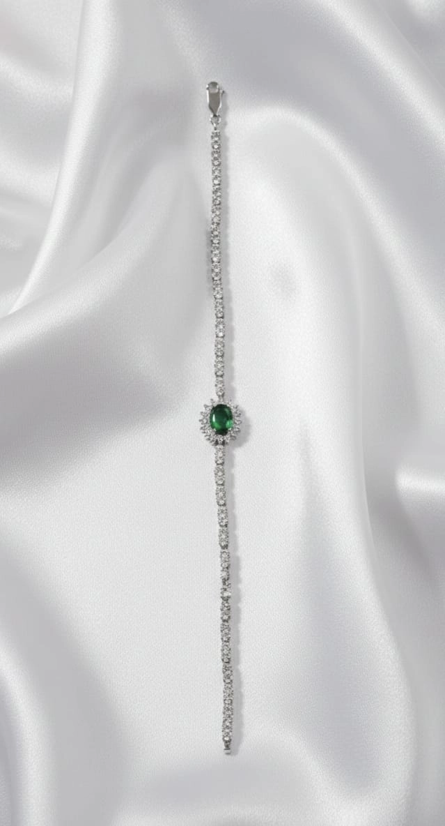 Yeşil Oval Taşlı Su Yolu Bileklik