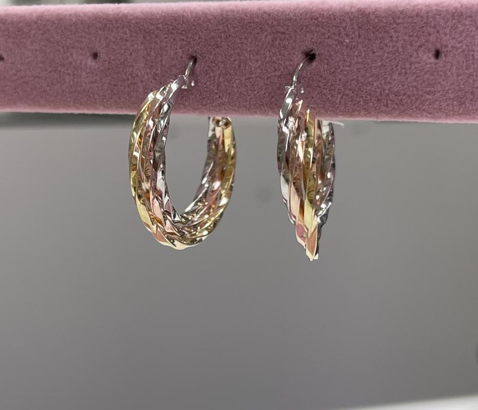 Gold ve Rose Detay Halka Küpe