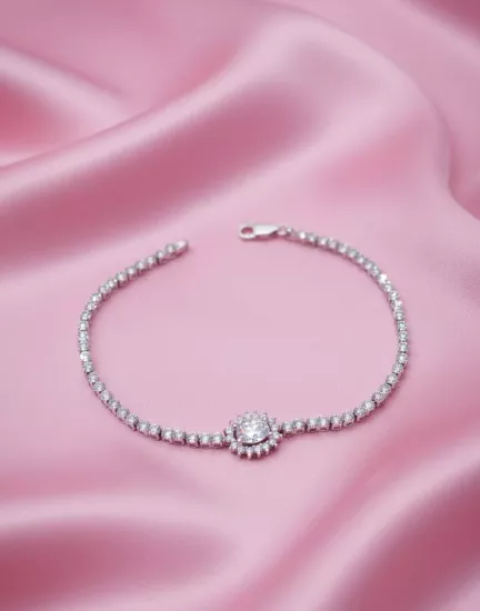 SilverPoint Oval Taşlı Su Yolu Bileklik