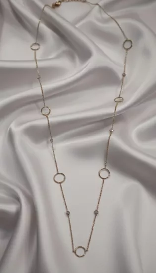 Silverpoint,Rose Kaplama Taşlı Zincir