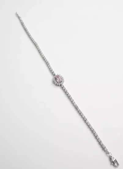 SilverPoint Pembe Oval Taşlı Su Yolu Bileklik