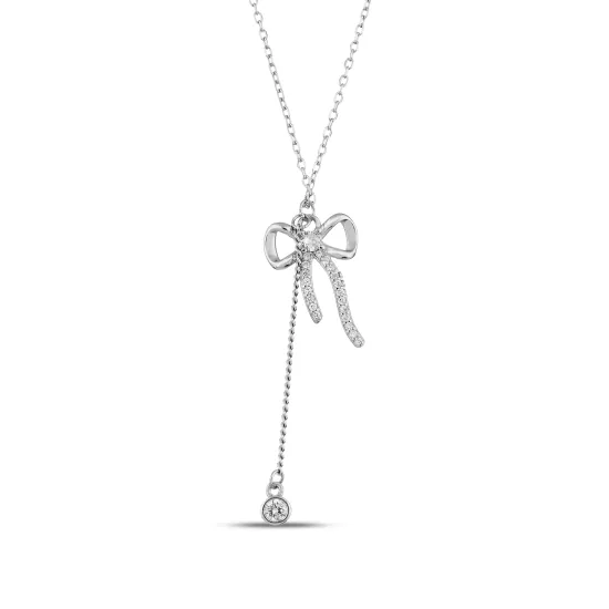 Silverpoint,tektaş ışıltılı fiyonk gümüş kolye 