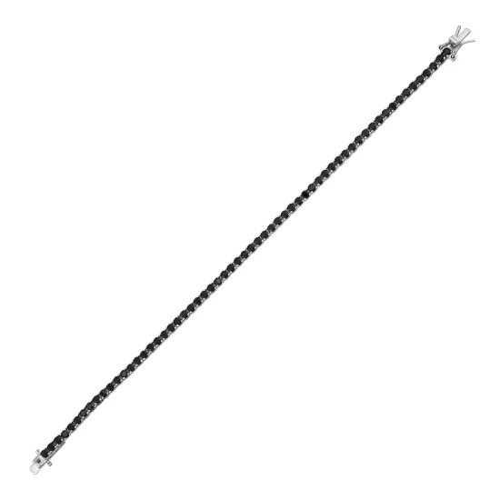 SilverPoint,Siyah Taşlı Su Yolu Bileklik (2,5mm)