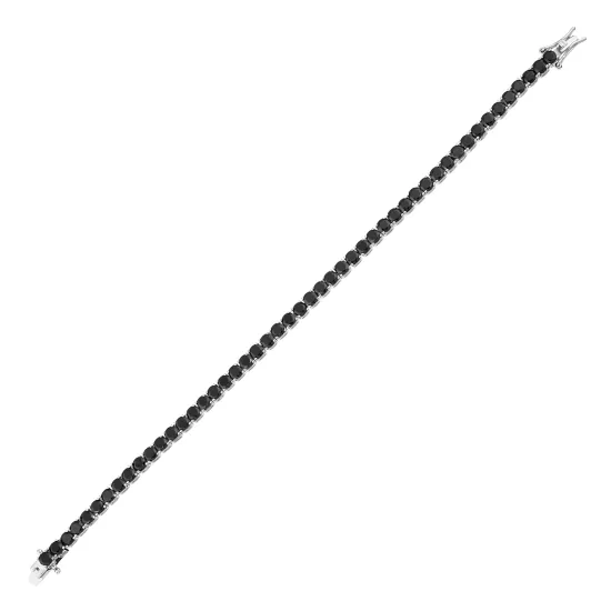 SilverPoint,Siyah Taşlı Su Yolu Bileklik (3,5mm)