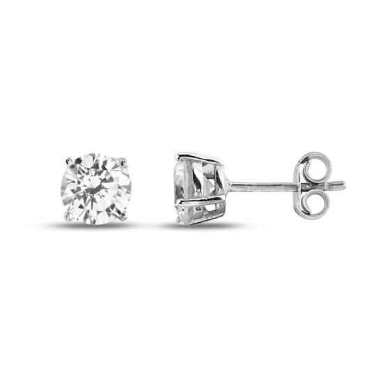 Klasik Tektaş Gümüş Küpe (7mm) | SilverPoint