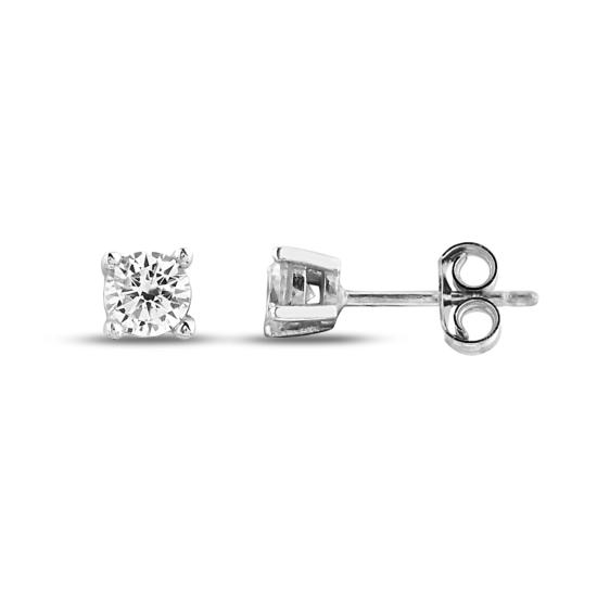 Klasik Tektaş Gümüş Küpe (4mm) | SilverPoint