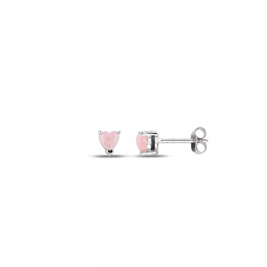 Silverpoint, pembe Opal Kalp Taşlı Gümüş Küpe