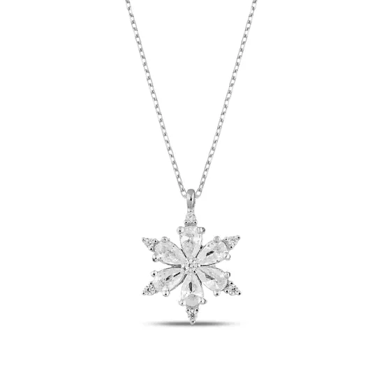 Silverpoint , zirkon taşlı lotus ışıltısı kolye
