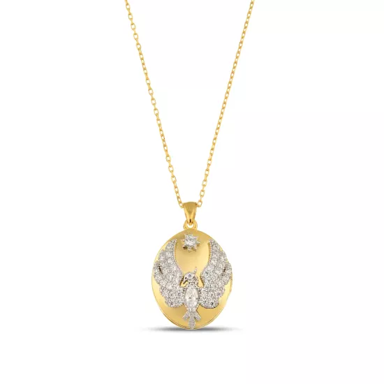 SilverPoint  Gold Kaplama Anka Kuşu Detaylı  Kolye