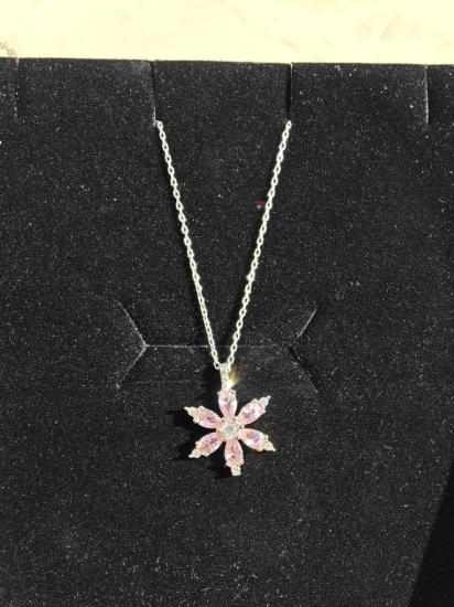 SilverPoint Pembe Taşlı Lotus Çiçeği  Kolye