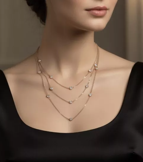 Silverpoint, Zirkon Taşlı Rose Kaplama Zincir